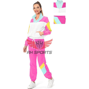 Conjunto retro de los años 80 para mujer: chándal de 2 piezas, chaqueta y pantalones cortavientos, ropa deportiva de hip hop, estilo informal Vintage para mujer - Product Image 1