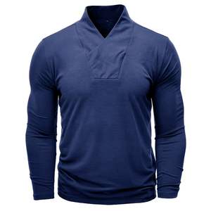 Autumn Winter New Outdoor <b>Men's</b> ODM Custom Logo Embroidery Long-Sleeved Bottoming <b>Sweatshirt</b> Plain Dyed Minimum 2pcs - Product Image 1