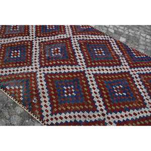 Tapis turc Vintage de Style chinois traditionnel rouge bleu 5.4 X 10.6ft laine matériel avec support en Latex pour couloir de salon - Product Image 5