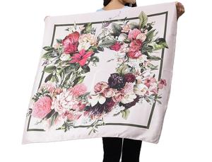 Handmade Luxurious <b>Silk</b> <b>Scarves</b> Printed Square Shaws Fouta Summer Style Adding Elegance to Any Outfit Made in India - Product Image 2