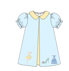 Set di Abbigliamento per Bambine Personalizzato con Stampa Ballerina, Maniche Corte, Smock, Volant, Tacco Alto e Ricami - Product Image 4