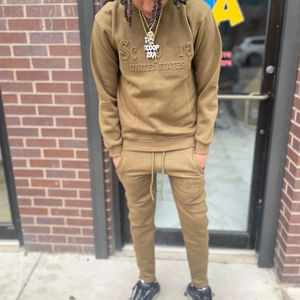 Custom Expu Training Broderie Survêtements Pour Hommes Slim Fit 100% Coton Cargo Sweat Stacked Pantalons De Survêtement Et Sweat À Capuche Survêtement - Product Image 3