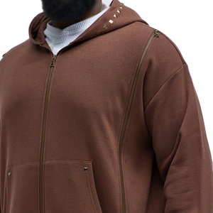 Conjunto Deportivo de Dos Piezas para Hombre, Estilo OEM, Personalizado, de Felpa de Algodón Suave, con Cremallera Completa, Logotipo Personalizado, Estilo Urbano, Talla Grande - Product Image 2