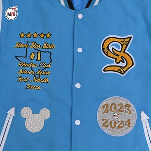 OEM personalizado lana cuerpo Chenille parche cuero manga Vintage carta hombre Varsity Chenille bordado bombardero chaqueta para hombres - Product Image 3