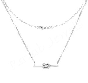 2025 personnalisé 925 argent Sterling amour noeud pendentif plaqué or collier multi plaqué unisexe Style classique cadeau d'anniversaire - Product Image 3