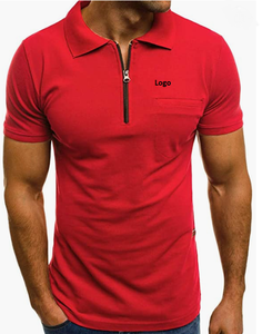Polo à manches courtes pour hommes, fermeture éclair, décontracté, coupe Slim, Polo de Golf, Tops décontractés, col en V, été - Product Image 3