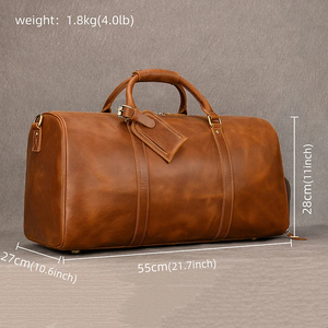 <b>Overnight</b> <b>Bag</b> Waterproof Large Carry on Travel Tote <b>Bag</b> for <b>Men</b> Unisex Leather Duffel <b>Bag</b> - Product Image 1