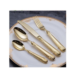 Ensemble de couverts en argent de luxe, acier inoxydable, 4 pièces, avec poignée design, vaisselle, ensemble de couverts, poli mat, pour hôtel - Product Image 2