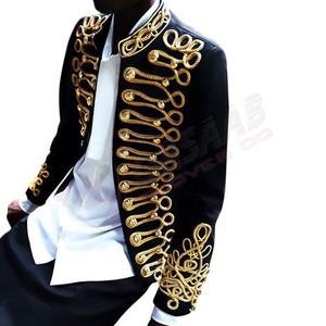 Color negro Steampunk-Men Gothic Transpirable Estilo vintage Stand-Collar Rock-Frock Coat Men's Retro-Punk Coat - Product Image 4