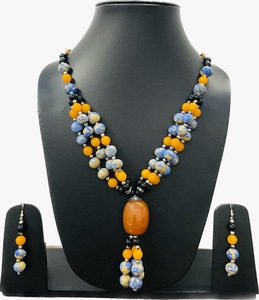 Collar de cuentas químicas con forma ovalada 1,5, colgante de Cuentas grandes y pendientes, collar de cuentas para mujeres y niñas - Product Image 1