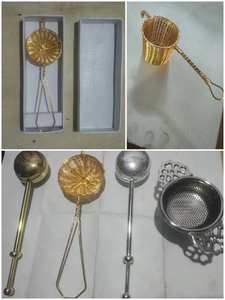 ที่กรองชาทองเหลืองแท้สำหรับครัว บ้าน โรงแรม หรือร้านอาหาร พร้อมแปรงทำความสะอาด อุปกรณ์ครัว - Product Image 3