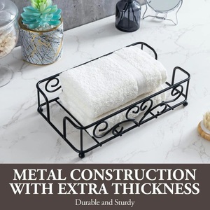 Best Quality Solid Iron Bamboo Tissue <b>Rack</b> and Holder Black Powder Coated <b>Wire</b> Design for Table Top Use - Product Image 2