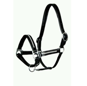 Nuevo Full Black Heavy Duty Leather Bling Crystal SHOW Halter Premium Product Genre - Product Image 1