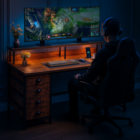 Mesa de Juego Moderna para PC, Forma Rectangular, Configuración RGB, Escritorio para Juegos en Casa u Oficina, Fabricante