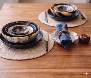 Ensemble de bols à salade et à fruits vintage en corne de buffle sculptée, vaisselle indienne en corne, idéal pour les cadeaux d'affaires - Product Image 2