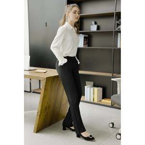 Pantaloni da Donna S P Y M a Vita Alta Elasticizzati, Casual, Neri, Gamba Dritta/Larga/Skinny/Bootcut, Antipiega, Taglia XL per l'Autunno - Product Image 2