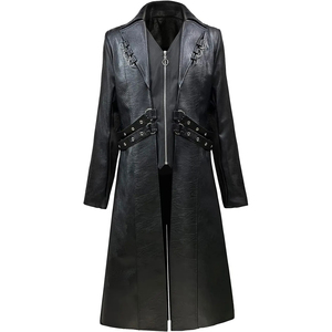 <b>Men</b> Designer Leather Trench Coat OEM Factory Supplier Wholesale Custom Made Hooded <b>Overcoat</b> <b>Winter</b> Fashion Outerwear Cotton - Product Image 1
