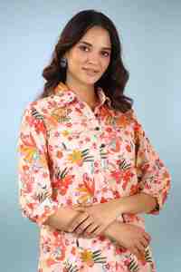 Ensemble de cordons en coton avec motifs indiens traditionnels modernes pour dames Nouveau rôle parental Manches trois-quarts décontracté Disponible Prix de gros - Product Image 4