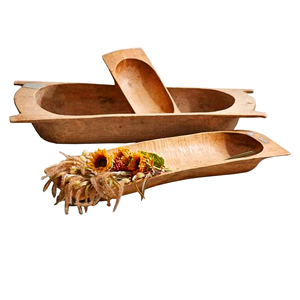Ustensiles de cuisine élégants, ensemble de vaisselle, bols à pâte en bois avec poignées décoratives pour le comptoir - Product Image 1