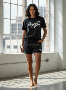 Ensemble court décontracté d'été pour homme noir de qualité supérieure avec impression graphique DTG - Streetwear vintage 100% coton - Product Image 5