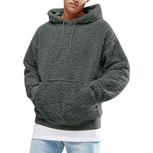 Sweat à capuche en polaire sherpa pour homme, sur mesure OEM/ODM, 100% coton, pull oversize, automne, chaud, respirant, écologique, impression en relief - Product Image 5