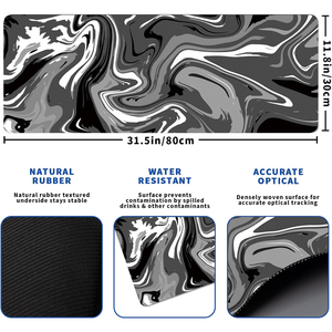 Tapis de souris de bureau de grande taille personnalisé pour le jeu, noir et rose bleu, de haute qualité, motif marbré - Product Image 5