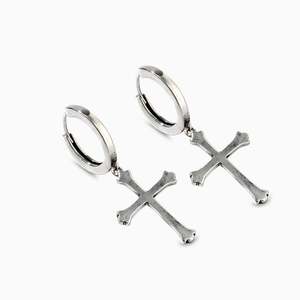 Boucles d'oreilles pendantes Jeulia Sinner Cross en argent sterling - Product Image 3