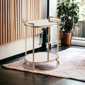 Chariot utilitaire design en plastique écologique PC fait à la main, élégant, décoration d'hôtel, chariot de chambre fait à la main, moderne, resort, plaqué, sécurisé - Product Image 1