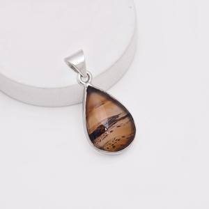 925 argent Sterling forme de poire Montana Agate lunette ensemble Cabochon pendentif pierre précieuse naturelle bijoux faits à la main pour les femmes - Product Image 3