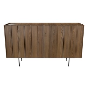 Grande buffet moderne Erika 2 portes en bois de teck massif avec finition noyer pour le salon intérieur. - Product Image 3