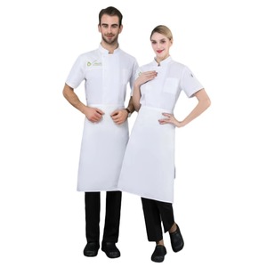 Venta al por mayor Chef abrigo chaqueta de manga corta cocina duradero trabajo uniforme Color sólido impermeable restaurante Chef Chaqueta de algodón - Product Image 5