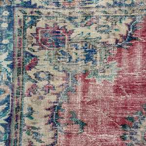 พรมวินเทจขนาด 5.2x8.7 ฟุต พรมตุรกีขนาดใหญ่ พรมลายปะติดสีแดง - Product Image 4