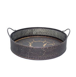 Ustensiles de cuisine support de plaque ronde fer martelé métal couleur noire plat pour servir des aliments dessus de table décoratif fait à la main - Product Image 3