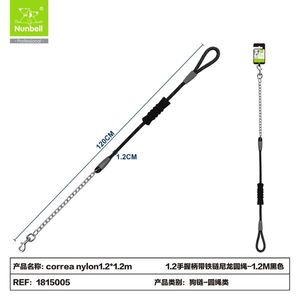 CORREA NYLON Round <b>Dog</b> <b>Leash</b> with Handle and Metal Chain Comfortable Nylon Pet <b>Leash</b> for Easy Walking - Product Image 1