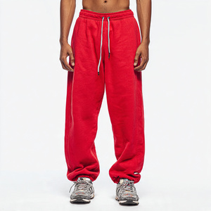 Pantalon de survêtement d'hiver à jambes larges pour homme, pantalon de jogging en molleton, pyjama, pantalon de survêtement ample à taille haute avec cordon de serrage pour homme - Product Image 1