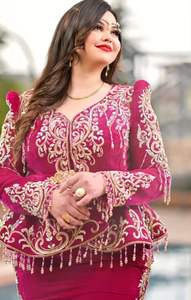 TRENDY-EMBROIDERY on BEAUTIFUL <b>JACKET</b>-KARAKOU DRESS with Embellished Crystal Glass BeadsstoneDabka Work Wedding=2024 - Product Image 2