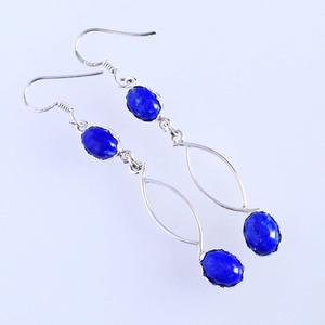 Pendientes colgantes de Plata de Ley 925, lapislázuli, joyería de piedra de nacimiento, regalos de San Valentín, joyería nupcial de aniversario - Product Image 4