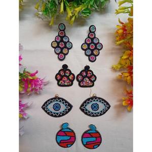 ต่างหูระย้าสไตล์โบฮีเมียนเครื่องประดับลูกปัดทำมือพร้อมพู่และองค์ประกอบของชนเผ่า - Product Image 2