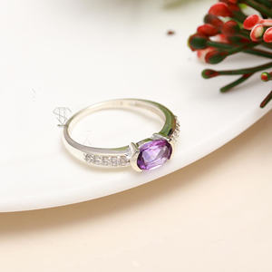 Natural <b>Amethyst</b> Gemstone 925 Solid Sterling Silver <b>Ring</b> Oval Shaped <b>Amethyst</b> <b>Ring</b> June Birthstone Sterling Silver <b>Ring</b> - Product Image 3