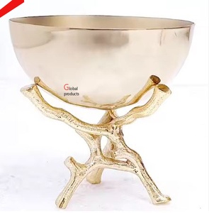 Tazón de condimentos de metal con acabado dorado de alta exigencia con diseño de hoja para restaurante y bar de hotel - Product Image 5