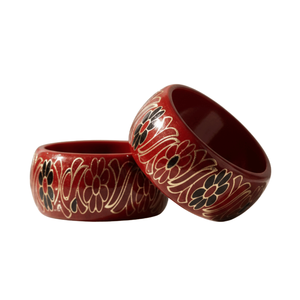 Floral Motif <b>Red</b> Lac Fine Bangle Set of 2 - Product Image 5