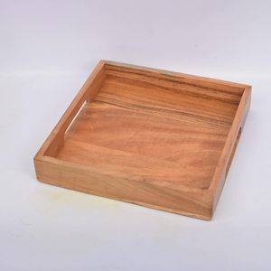 Plato para servir de madera de acacia con asas, plato para servir de madera, bandeja para aperitivos, desayuno, ideal para, café para el desayuno - Product Image 6