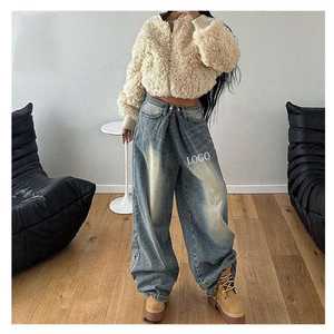 กางเกงยีนส์ทรงหลวมแนวสตรีทเอวต่ำสำหรับผู้หญิงกางเกงยีนส์ซักตรงไซส์ใหญ่ Y2K วินเทจลำลอง - Product Image 1