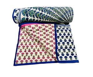 Edredón con estampado de bloques Jaipuri indio hecho a mano, diseño Floral, gasa de algodón Reversible, juegos de cama Razai, suave para boda, Hotel/hogar - Product Image 1