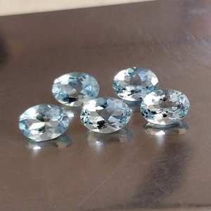 Pierre d'aigue-marine naturelle certifiée de qualité supérieure de 5x7mm à facettes de forme ovale coupée en vrac pour la fabrication de bagues de bijoux - Product Image 3