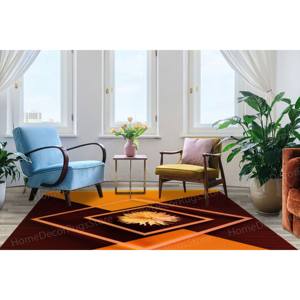 Orange Floral Printed <b>Rug</b>: Easy to Clean, Non-Slip Area Carpet,Luxury Velvet <b>Rug</b> - Product Image 2