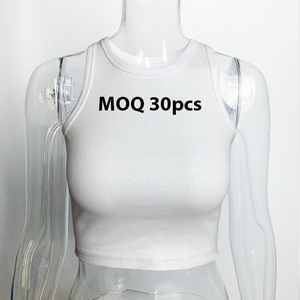 Chaleco en blanco personalizado de alta calidad de fábrica para mujer, camiseta sin mangas corta de fitness al aire libre cómoda de algodón acanalado para niñas, camiseta sin mangas personalizada - Product Image 5