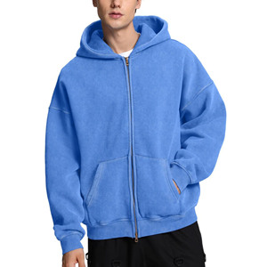 Sudaderas con capucha y cremallera de algodón con logotipo personalizado de 400 gramos para hombre, estilo informal de gran tamaño, temporada de primavera, letras con capucha tejidas de alta calidad - Product Image 1