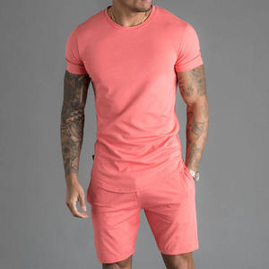 Logotipo personalizado de dos piezas logotipo personalizado verano ropa deportiva camisa y pantalones cortos conjunto para los hombres de algodón corriendo personalizado hombres conjunto corto - Product Image 3
