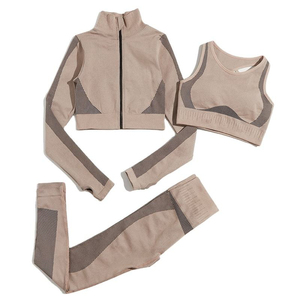 Sujetador deportivo Sexy y mallas de la mejor calidad, conjunto de Yoga acanalado para mujer, gimnasio, Fitness, conjuntos de traje de Yoga, ropa de entrenamiento - Product Image 4